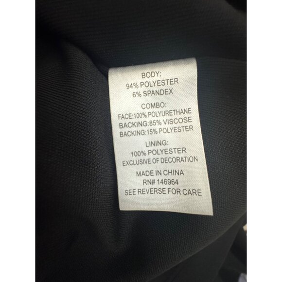 Donna Ricco Black Faux-Leather Cutout Shift Dress Size 6 Wedding Cocktail Party - Picture 7 of 9